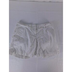 Ann Taylor LOFT Shorts Womens 4 White Cotton Twill Chino Casual Summer Pockets